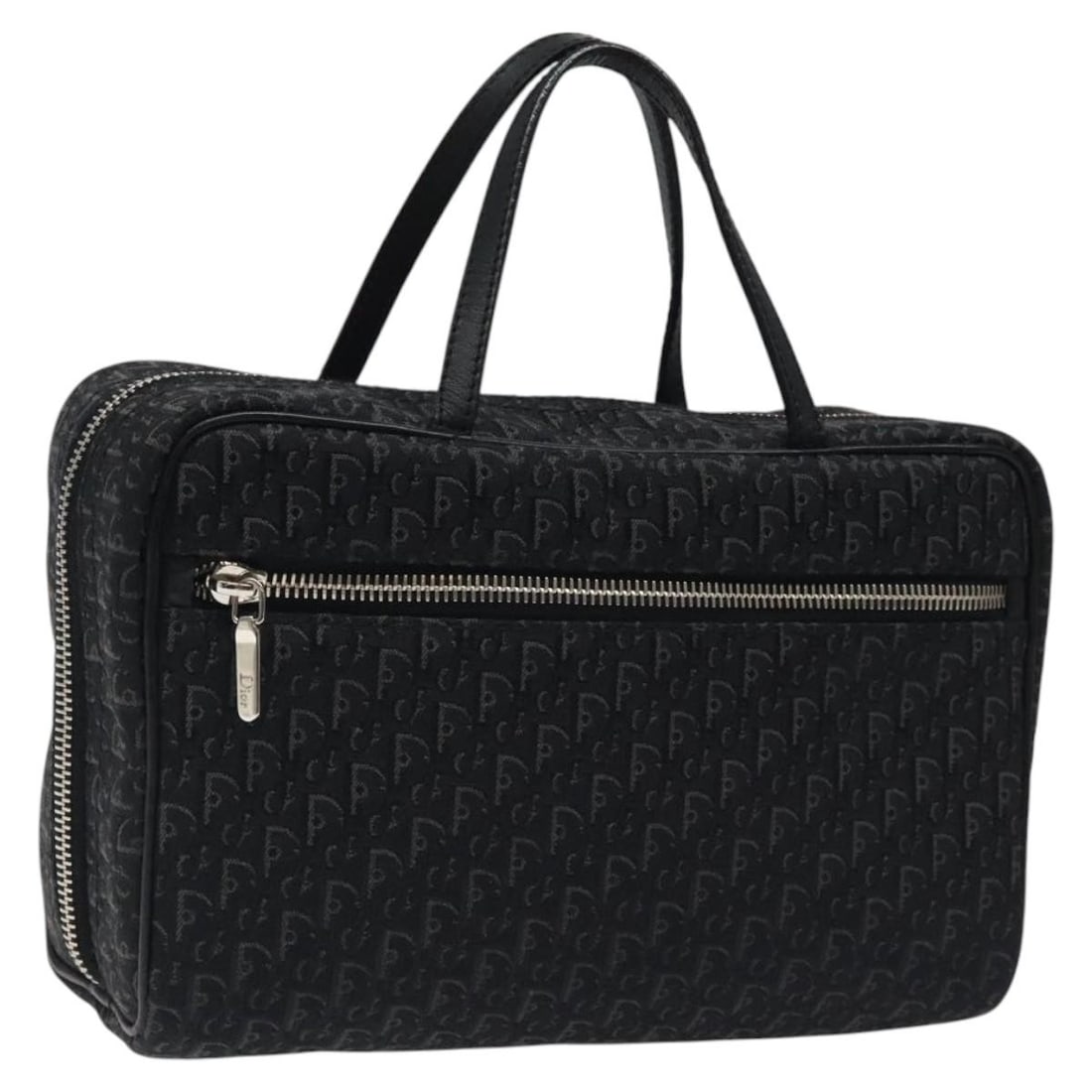 Dior Trotter Canvas Black Silver Women's Handbag with Dust Bag: Dior Trotter Canvas Black Silver Women's Handbag with Dust Bag This Christian Dior Trotter Canvas handbag features a black and silver exterior, crafted from Dior's signature Trotter canvas. Designed f