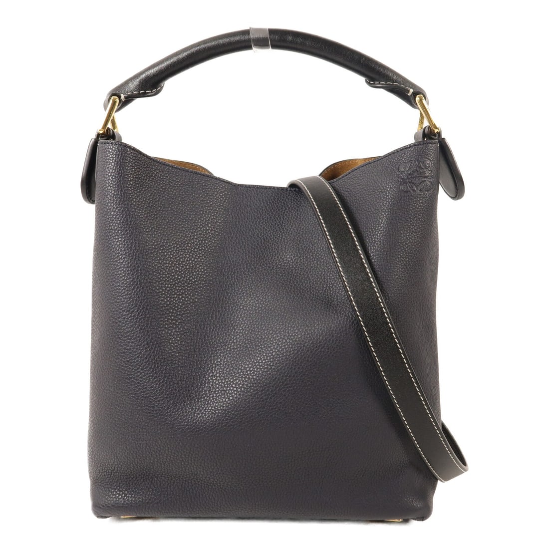 LOEWE 2 Way Shoulder Bag Blue Calfskin Leather GHW: LOEWE 2 Way Shoulder Bag Blue Calfskin Leather GHW LOEWE 2-way shoulder bag in blue calfskin leather with a structured design and magnetic pocket. This women's bag includes a shoulder strap and storag