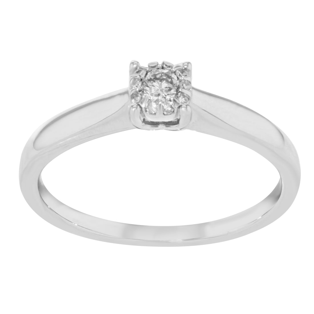 Damiani 18K White Gold Engagement Ring with 0.12ct Diamond Size 6.5: Damiani 18K White Gold Engagement Ring with 0.12ct Diamond Size 6.5 This stunning engagement ring from Damiani is crafted in luxurious 18K white gold, featuring a total carat weight of 0.12 cttw. The 