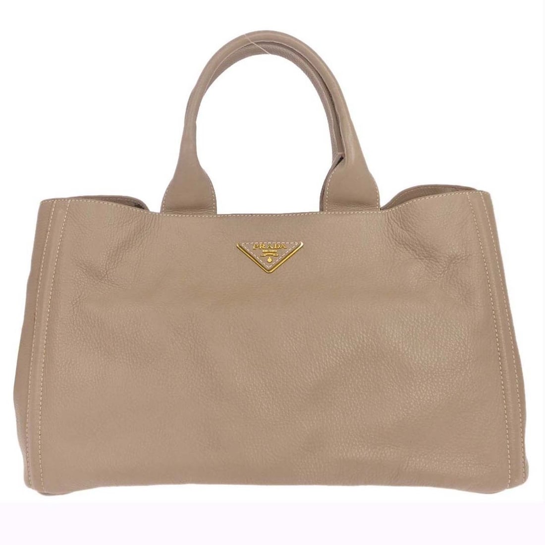 PRADA Canapa Medium Beige Calfskin Tote Bag BN1872: PRADA Canapa Medium Beige Calfskin Tote Bag BN1872 Prada Canapa tote handbag in beige Visone calfskin, designed for casual wear. It features a logo accent, a medium size profile, and a structured tote