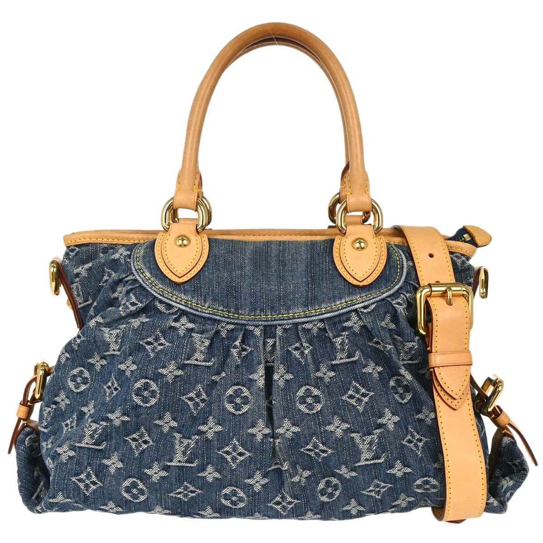 Louis Vuitton Neo Cabby MM Monogram Denim 2way Tote Bag M95349: Louis Vuitton Neo Cabby MM Monogram Denim 2way Tote Bag M95349 Louis Vuitton Monogram Denim Neo Cabby MM 2way Tote Handbag in blue Monogram Denim Canvas and leather. It features a zipper closure, beig