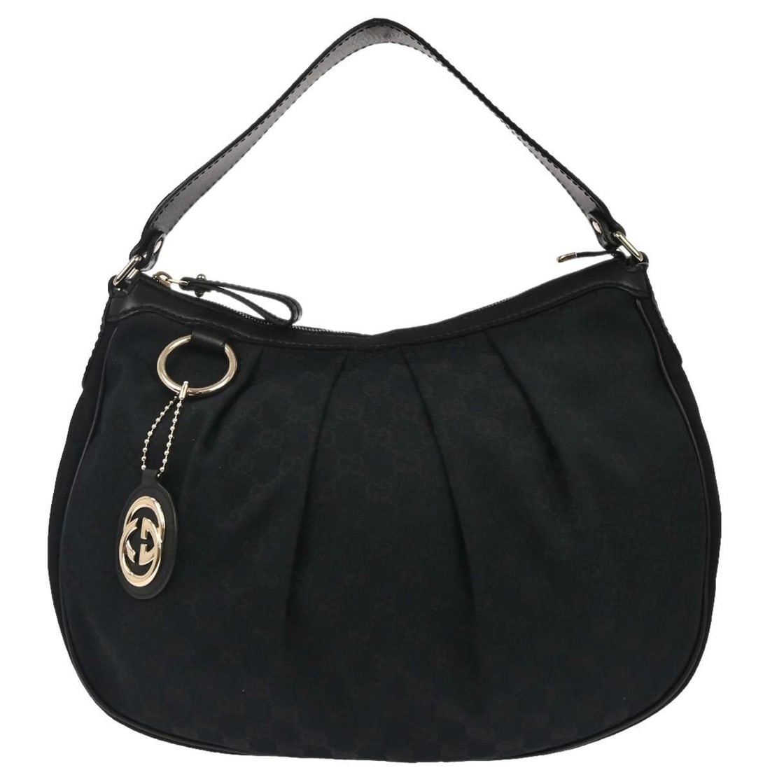 Gucci GG Canvas Leather Top Handle Bag Black 232955 200047: Gucci GG Canvas Leather Top Handle Bag Black 232955 200047 Vintage Gucci GG handbag in black canvas and leather with a top handle silhouette. This medium bag features the GG design, an exterior pocket