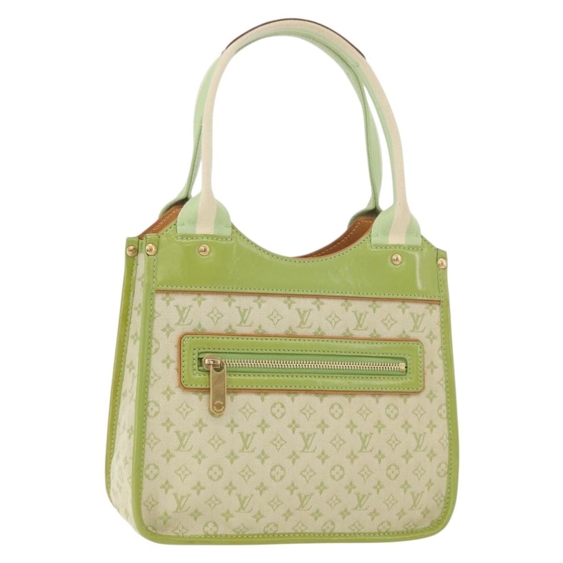 Louis Vuitton M92931 Monogram Mini Tote Bag Almond Green: Louis Vuitton M92931 Monogram Mini Tote Bag Almond Green Louis Vuitton tote bag in Monogram Mini Canvas with an Almond Green exterior. Made in France, this bag measures approximately 25 cm wide, 22 cm