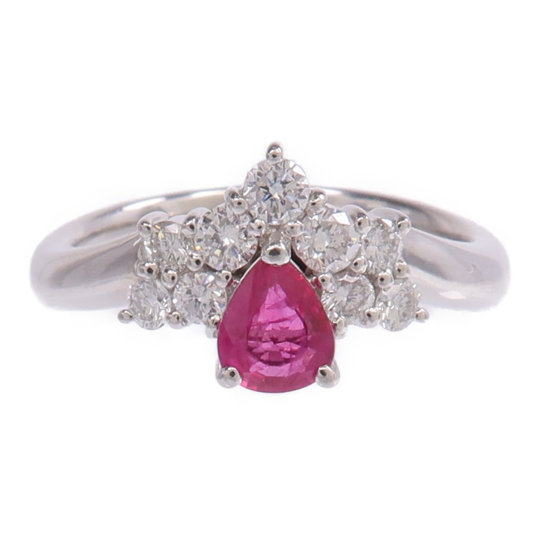 Pt900 Platinum Ruby Diamond Ring Size 6.25 - 2