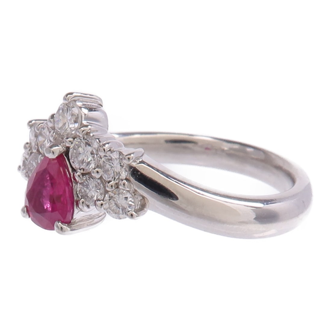 Pt900 Platinum Ruby Diamond Ring Size 6.25 - 3