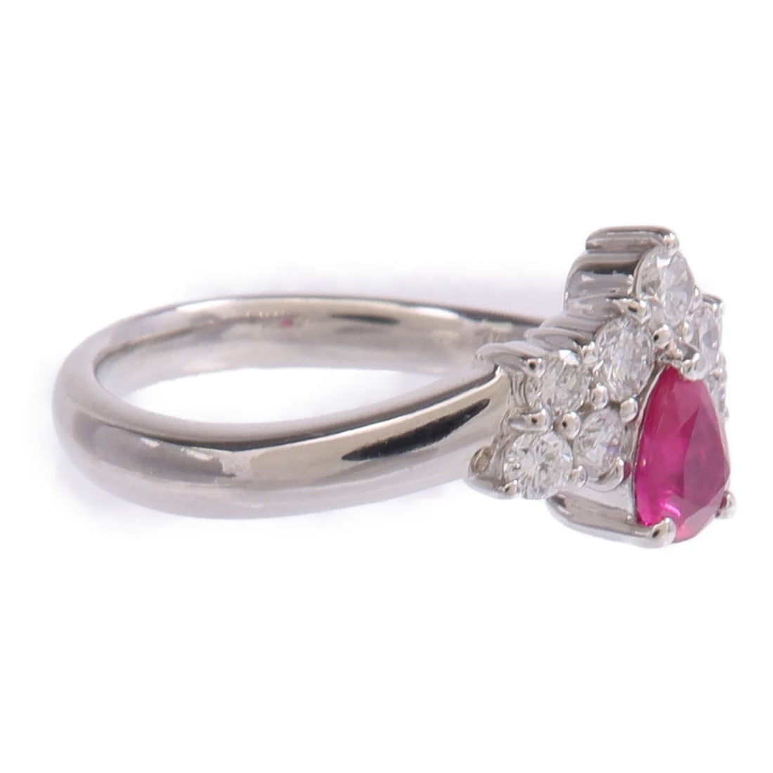 Pt900 Platinum Ruby Diamond Ring Size 6.25 - 4