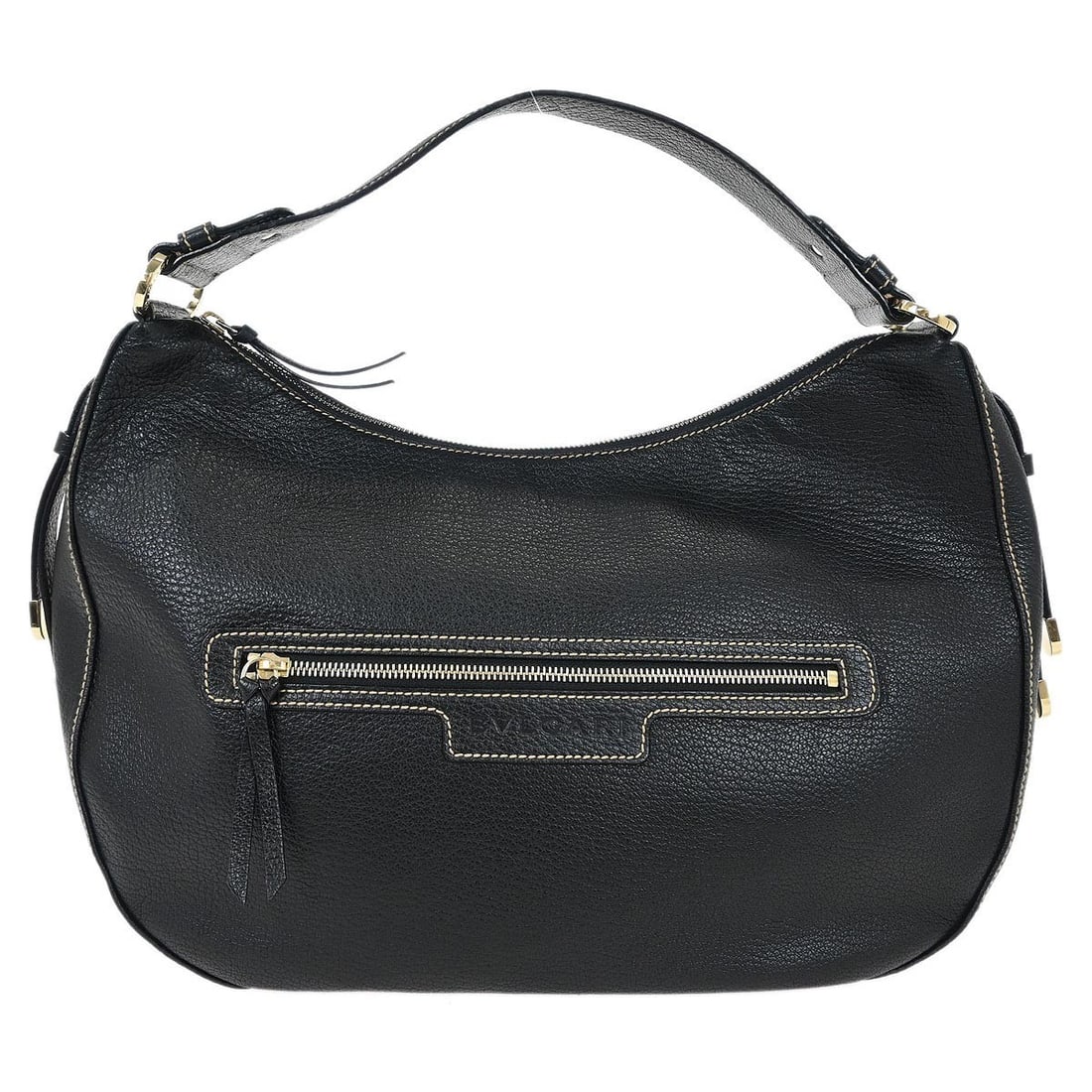 Bvlgari Malta Black Leather Top Handle Bag Made in Italy: Bvlgari Malta Black Leather Top Handle Bag Made in Italy Bvlgari black top handle handbag in leather with a structured medium-size silhouette. Made in Italy, this women's bag features one exterior