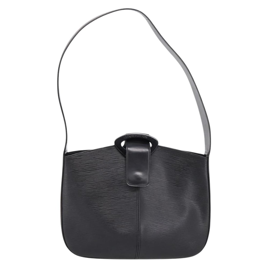 Louis Vuitton Reverie black leather handbag: Louis Vuitton Reverie black leather handbag Louis Vuitton Reverie handbag in black leather. This pre-owned piece is in fair condition with light wear throughout, including natural patina, slight shape