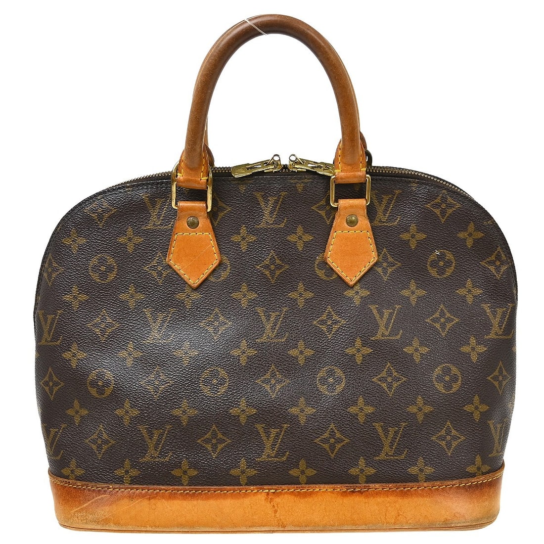 Louis Vuitton Alma Monogram Canvas Handbag M51130 Brown: Louis Vuitton Alma Monogram Canvas Handbag M51130 Brown Louis Vuitton Alma handbag in Monogram canvas with leather details, designed in a medium size with a zip closure and double handles. It features