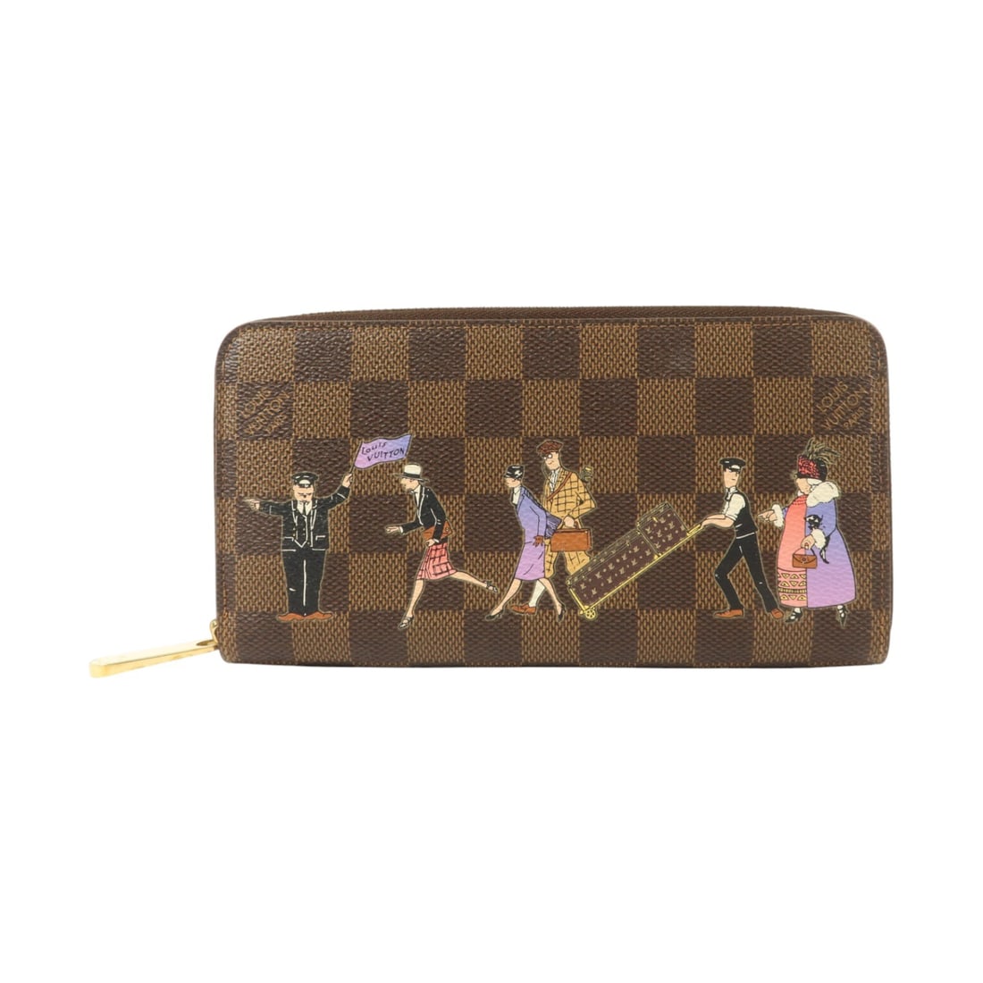 Louis Vuitton N63004 Damier coated canvas zip around wallet brown: Louis Vuitton N63004 Damier coated canvas zip around wallet brown Louis Vuitton Zippy long round wallet in Damier PVC coated canvas. This women's wallet features a brown exterior and zip-around design
