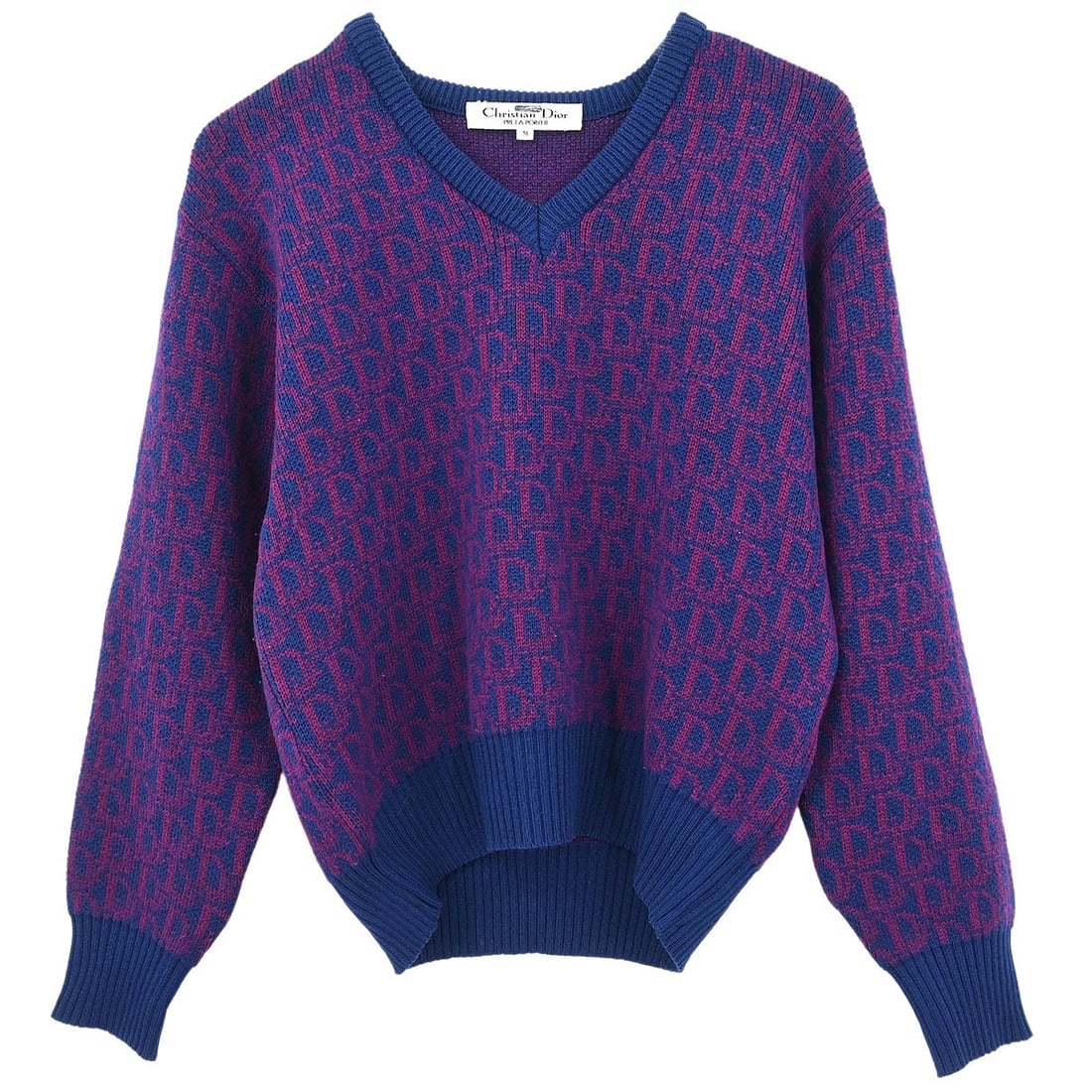 Dior Trotter wool V neck long sleeve top size M (1 of 11)