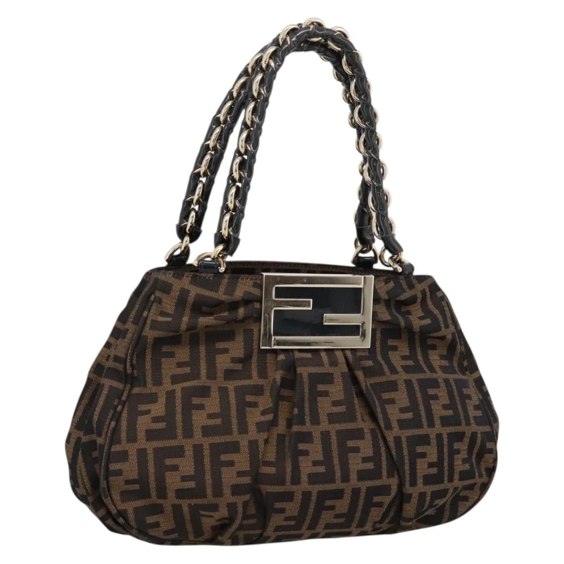 FENDI Zucca Canvas Tote Handbag Brown Black Italy: FENDI Zucca Canvas Tote Handbag Brown Black Italy Authentic FENDI handbag in brown and black Zucca canvas. This women's bag features a structured silhouette with a single handle and classic Zucca