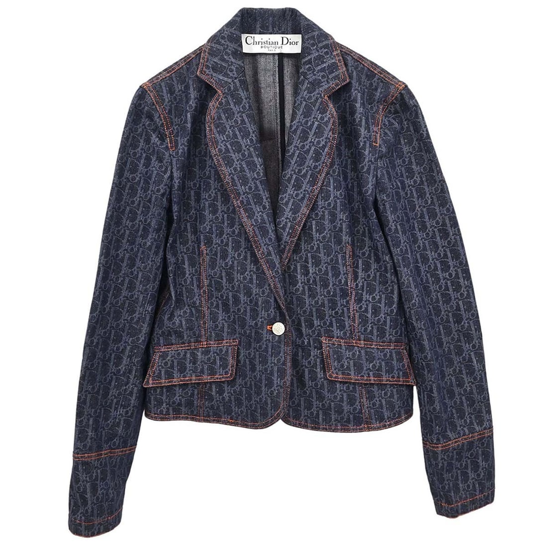 Dior Trotter Denim Jacket Women FR 40 Navy Button Front (1 of 16)