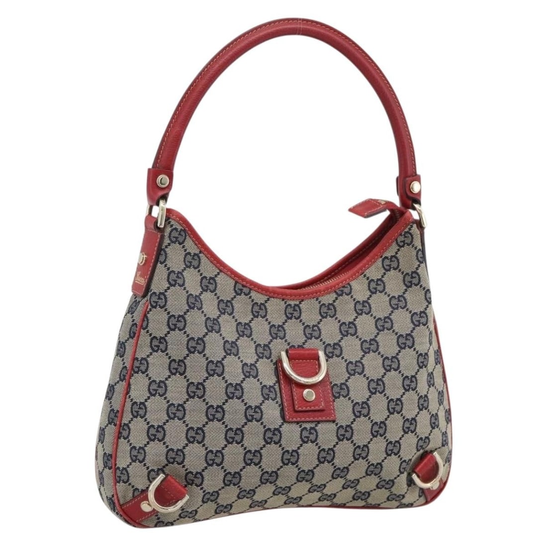 Gucci 130738 Abbey Shoulder Bag in Navy GG Canvas: Gucci 130738 Abbey Shoulder Bag in Navy GG Canvas Gucci Abbey GG Canvas shoulder bag in navy and gold. Made in Italy, this women's bag includes a dust bag and is noted in excellent condition overall w