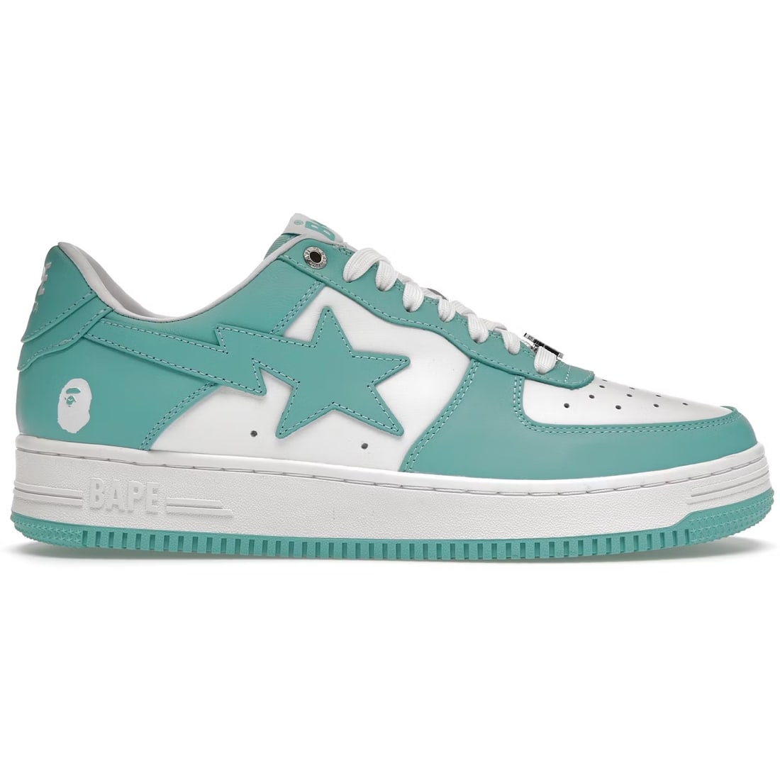 A Bathing Ape Bape Sta #4 Low Sneaker Green Leather (1 of 1)