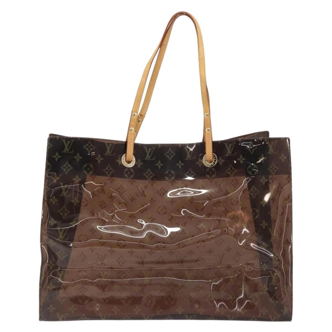 Louis Vuitton Ambre Sac Cabas Monogram Plastic Tote Bag: Louis Vuitton Ambre Sac Cabas Monogram Plastic Tote Bag Louis Vuitton Ambre Sac Cabas Monogram Vinyl tote bag in brown plastic with leather trim. This pre-owned piece is in good condition, showing lig