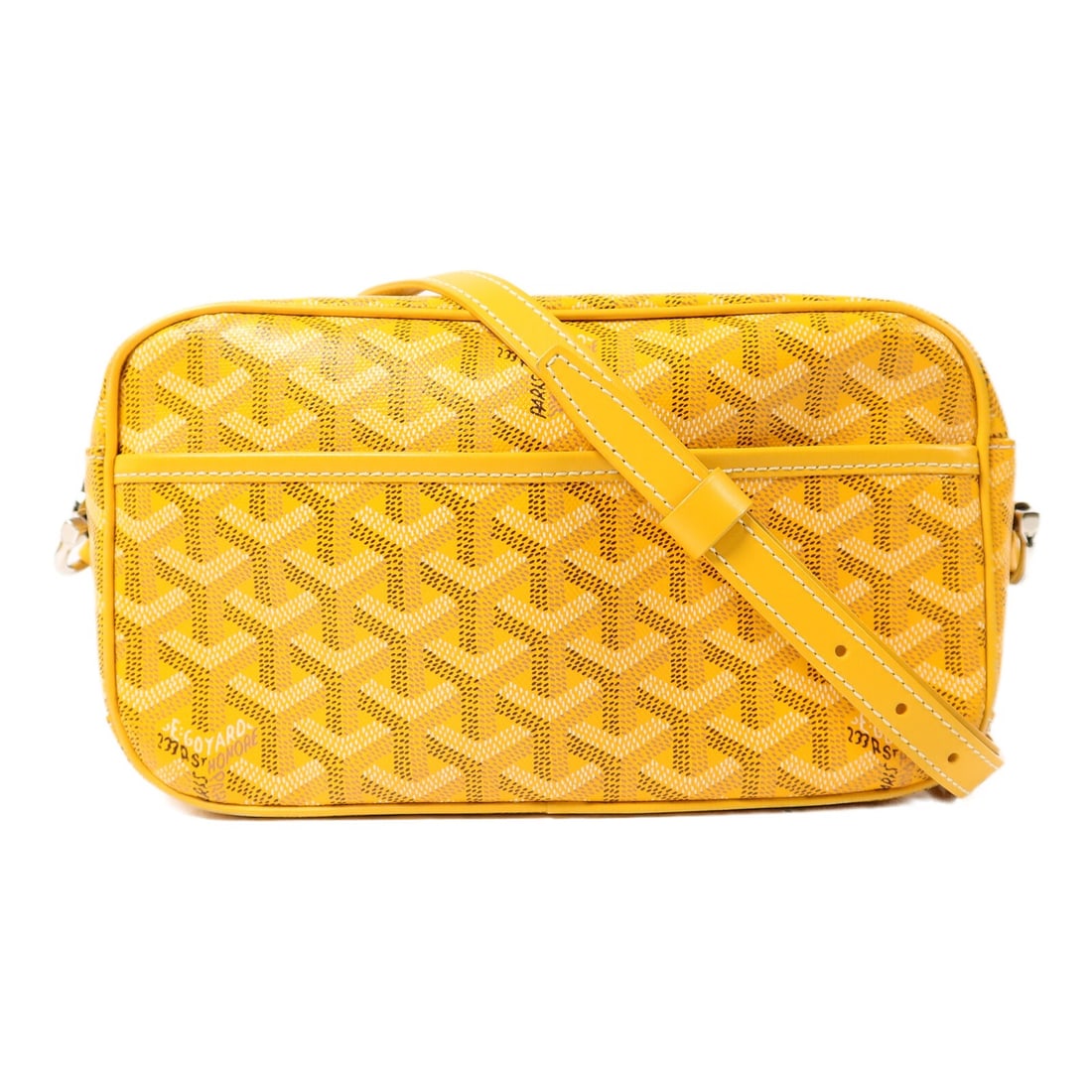 Goyard Sac Cap Vert Yellow Coated Canvas Shoulder Bag: Goyard Sac Cap Vert Yellow Coated Canvas Shoulder Bag A GOYARD Sac Cap Vert shoulder bag in yellow PVC coated canvas. It is a regular-size unisex bag made in France, with a reasonable wear and tear co