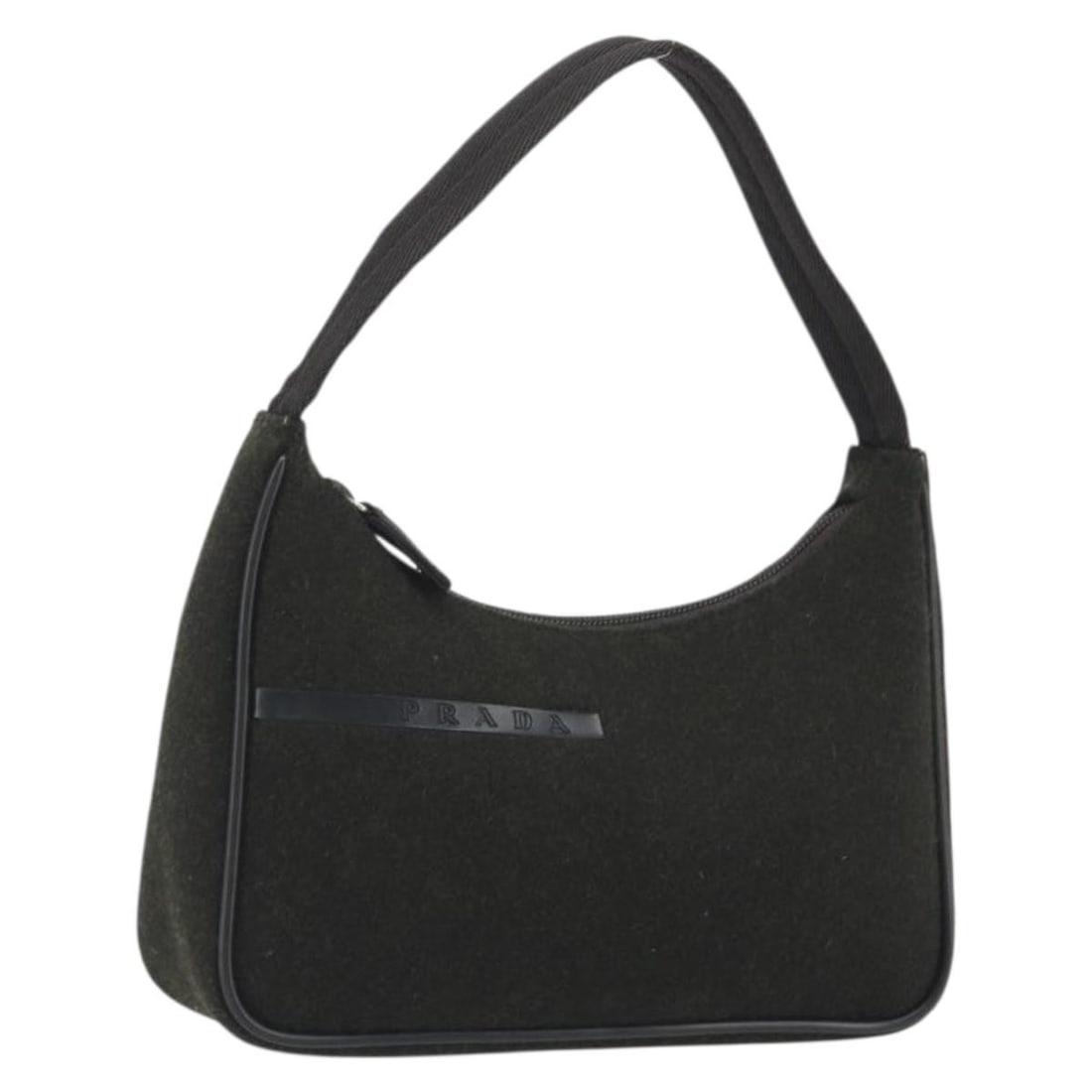 PRADA Sports Wool Hand Pouch Khaki Silver with Guarantee Card: PRADA Sports Wool Hand Pouch Khaki Silver with Guarantee Card Prada Sports hand pouch in wool with a khaki and silver colorway. Made in Italy, this women's handbag includes the guarantee card. Conditi