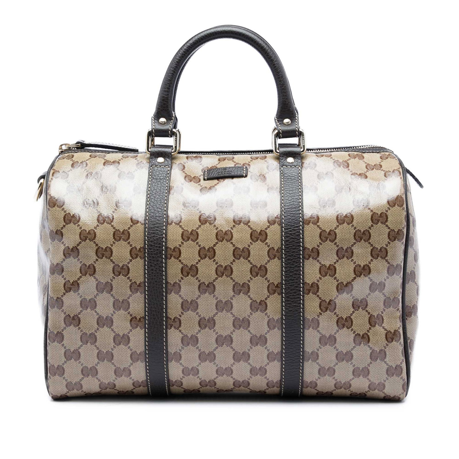 Gucci GG Crystal Joy Medium Boston Handbag Beige: Gucci GG Crystal Joy Medium Boston Handbag Beige Gucci Medium GG Crystal Joy Boston Bag crafted with a coated canvas body and leather trim. This Boston bag features rolled leather handles, a top zip c