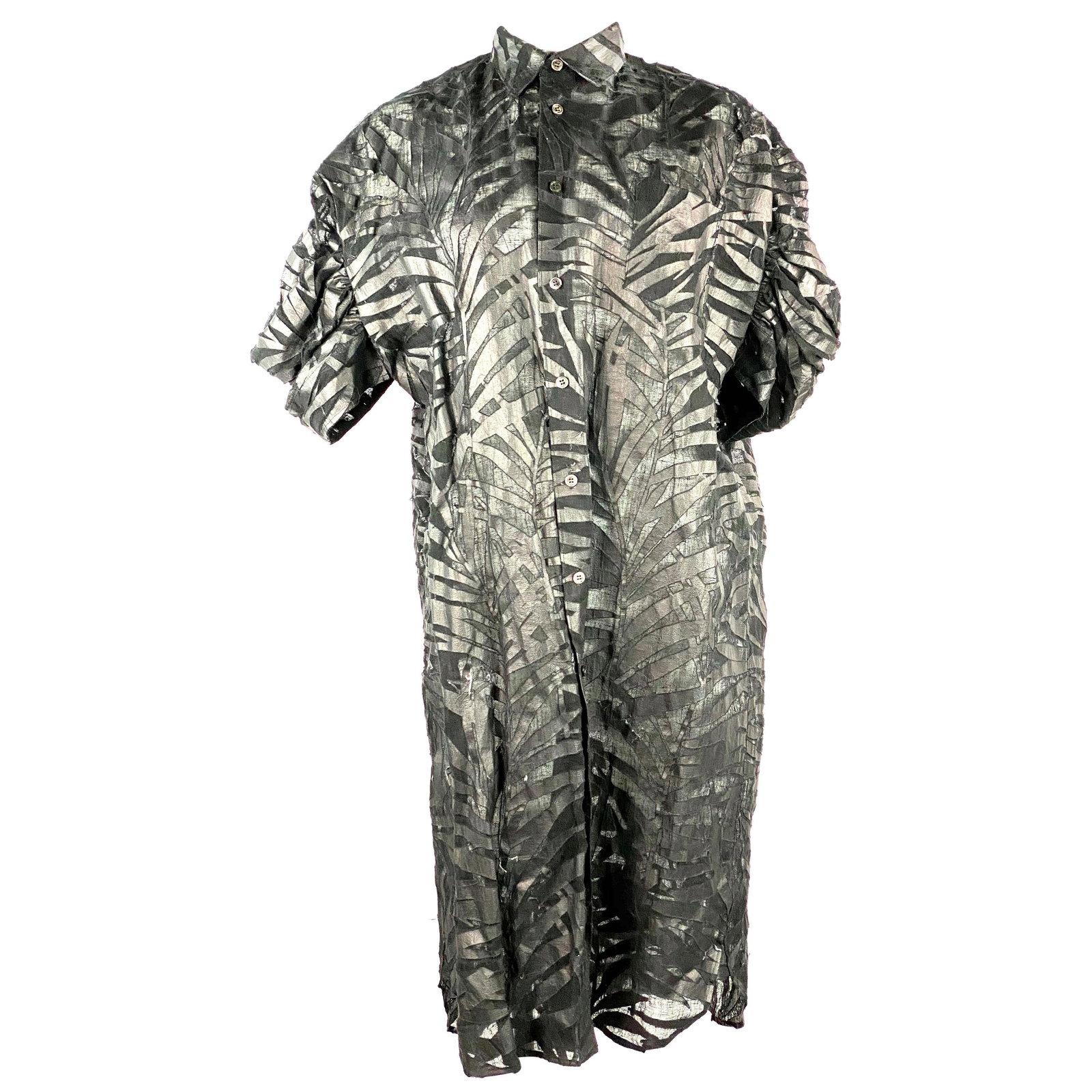 Black linen shirt dress XS Junya Watanabe Comme des Garcons (1 of 13)