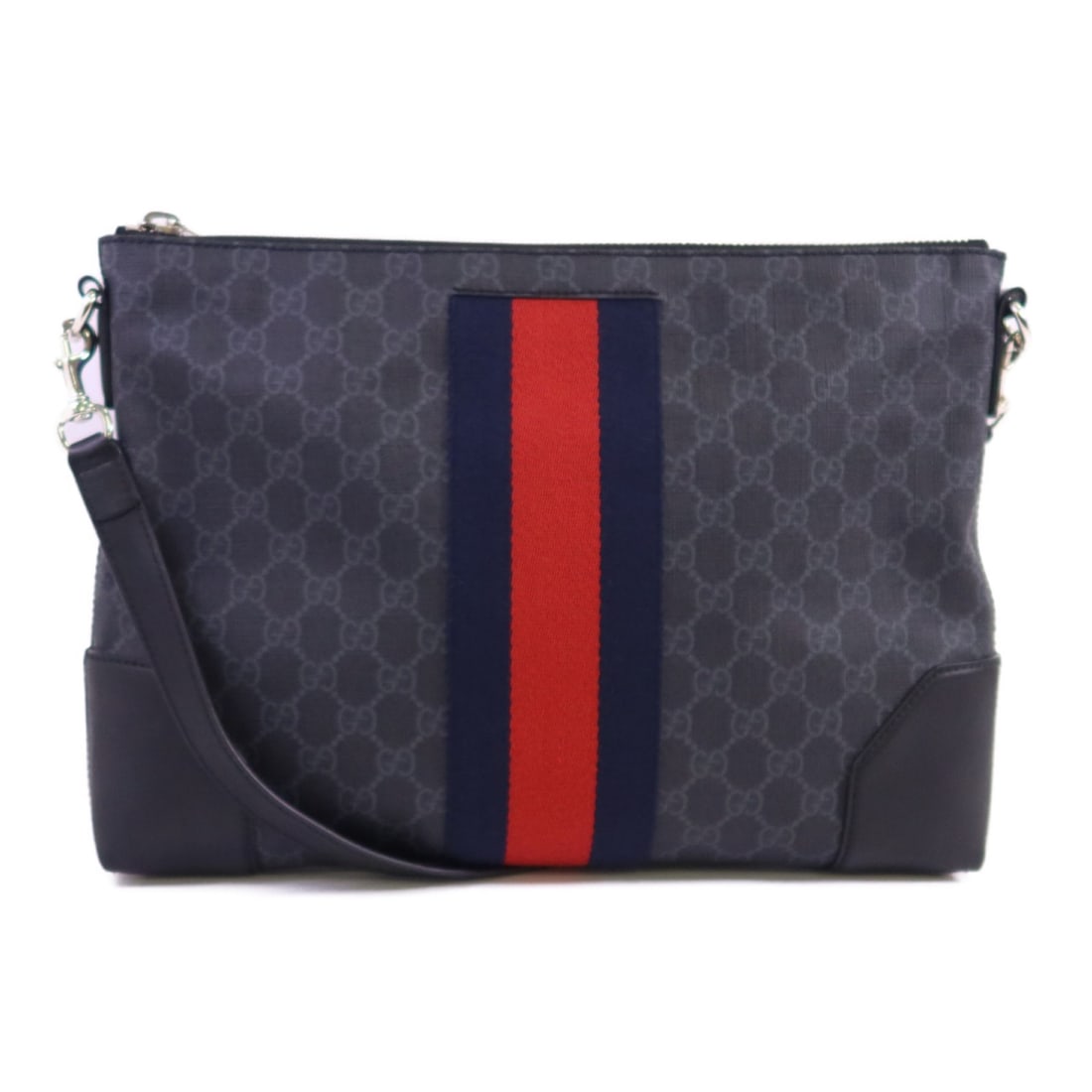 Gucci 474139 GG Supreme Black Coated Canvas Crossbody Shoulder Bag: Gucci 474139 GG Supreme Black Coated Canvas Crossbody Shoulder Bag A GUCCI GG Supreme shoulder bag crossbody in black, made from PVC coated canvas. It features a black frame color, a shoulder strap, a