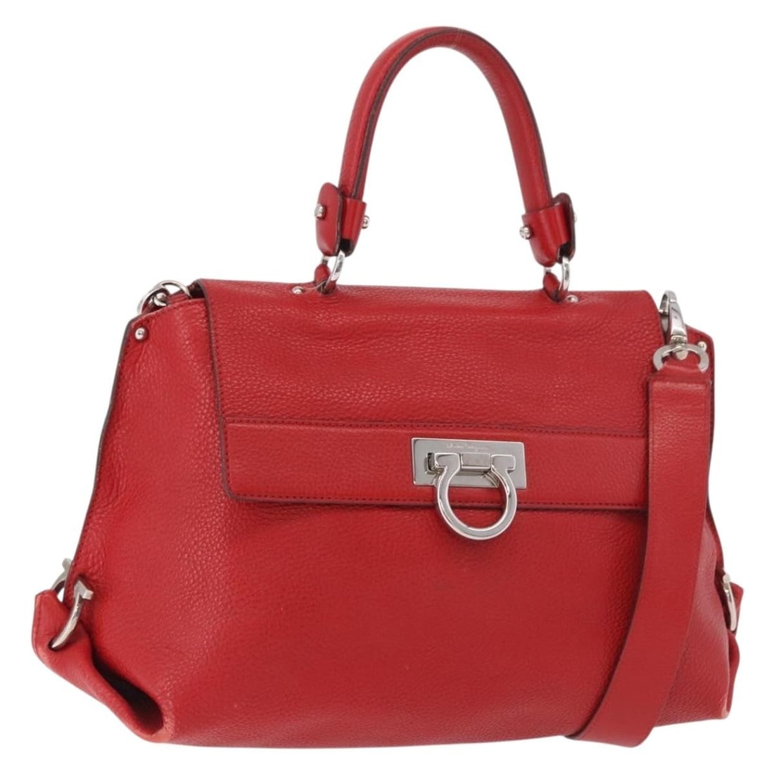 Salvatore Ferragamo Sofia red leather satchel bag (1 of 18)