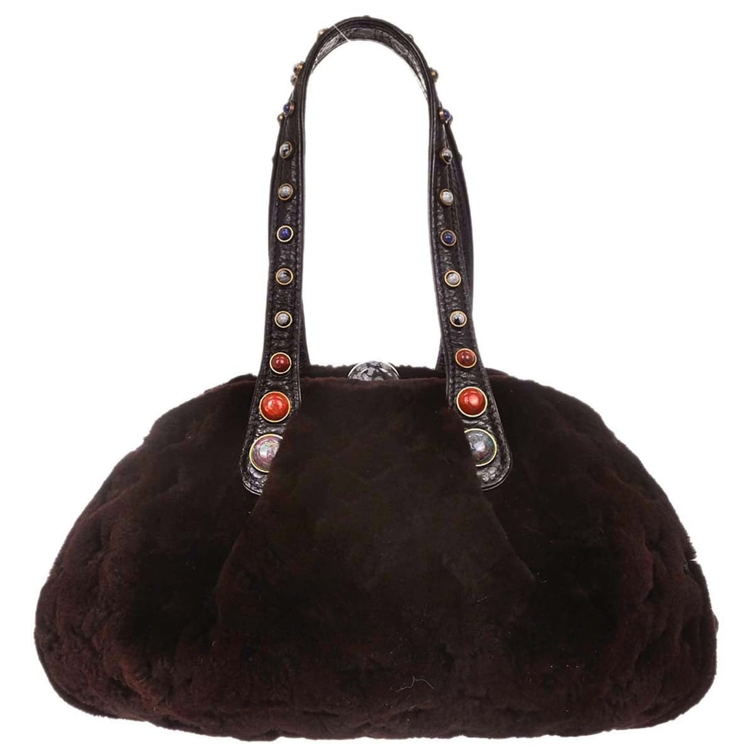 Louis Vuitton Demi-lune Brown Mink Fur Top Handle Bag M95080 (1 of 18)