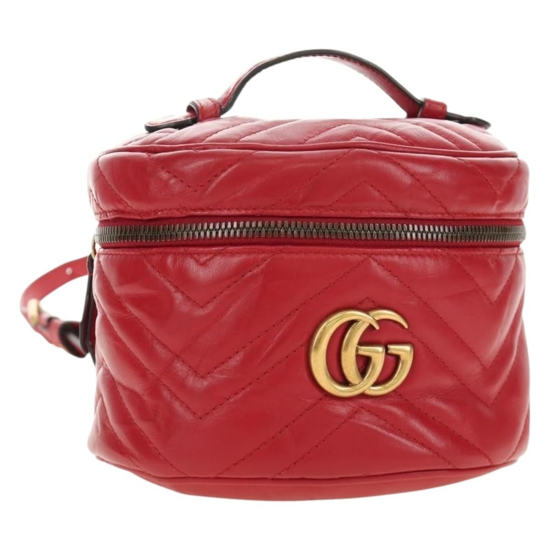 Gucci 598594 Red Leather Shoulder Bag Gold Tone Italy: Gucci 598594 Red Leather Shoulder Bag Gold Tone Italy Gucci shoulder bag in red leather with gold-tone detailing. Made in Italy, this women's bag shows reasonable wear consistent with a B rank conditi