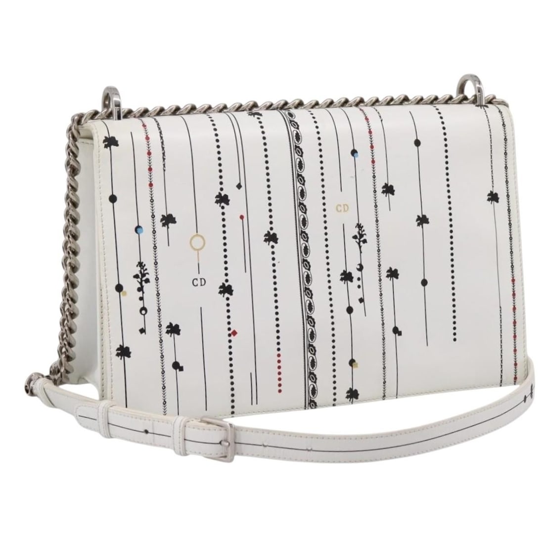 Christian Dior Diorama white leather shoulder bag silver tone (1 of 18)