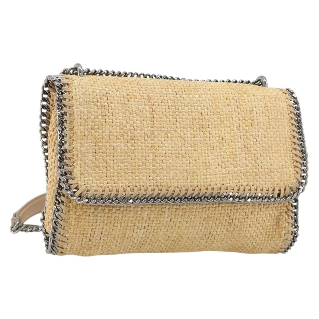 Stella MacCartney 512064 Falabella Shoulder Bag Beige Silver: Stella MacCartney 512064 Falabella Shoulder Bag Beige Silver Stella McCartney Falabella chain shoulder bag in beige and silver. This women's bag features a compact silhouette with chain shoulder strap