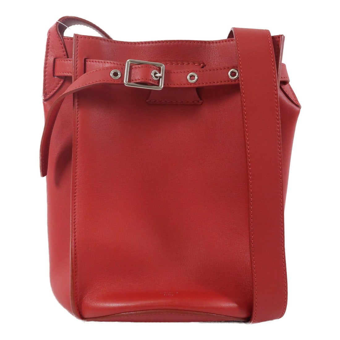 CELINE Big Bag Bucket Shoulder Bag Red Calfskin Silver Hardware: CELINE Big Bag Bucket Shoulder Bag Red Calfskin Silver Hardware Celine Big Bag Bucket shoulder bag in red calfskin leather with silver-tone hardware. This women's bag features an open interior pocket 