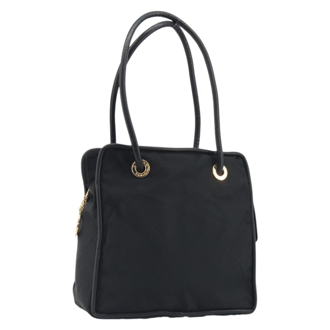 CELINE Nylon Circle Tote Handbag Black Gold Made in Italy: CELINE Nylon Circle Tote Handbag Black Gold Made in Italy Celine Circle tote bag in black nylon with gold-tone accents. Made in Italy, this women's tote has a structured everyday silhouette with a sin