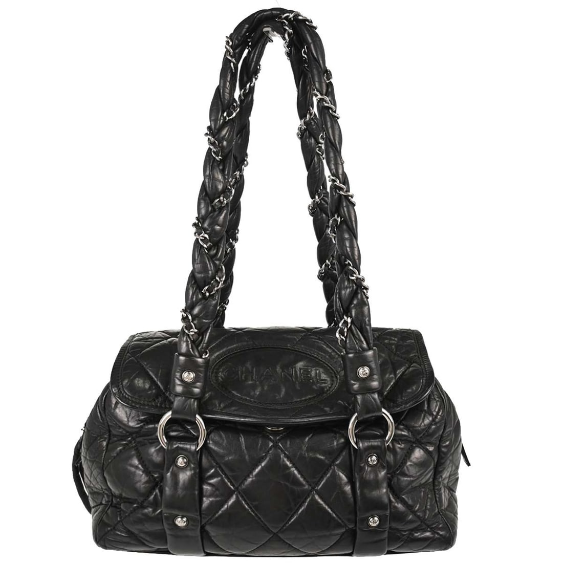 Chanel Lady Braid Bowler Handbag Black Calfskin Top Handle (1 of 15)