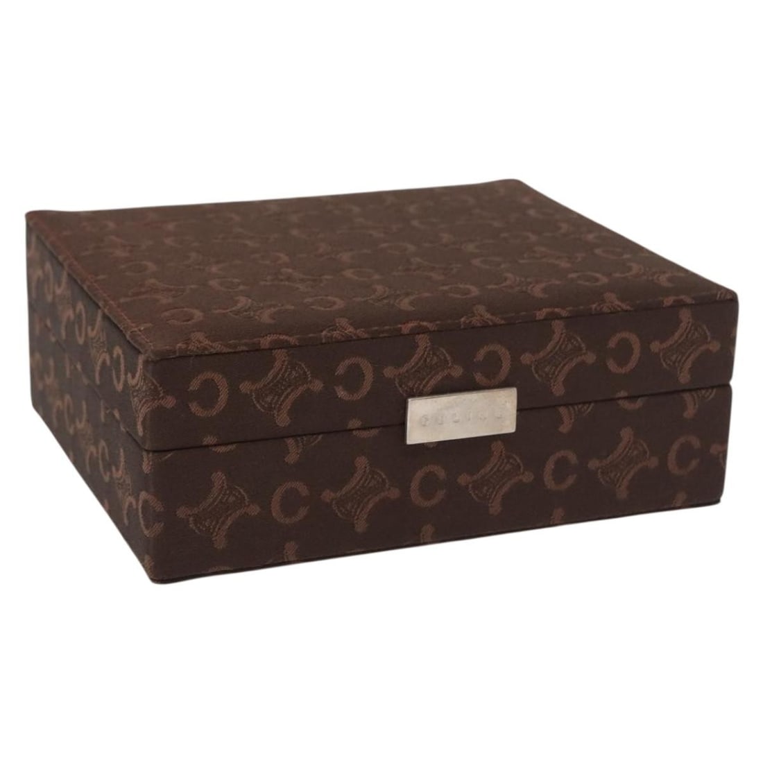 CELINE C Macadam Jewelry Box Brown Silver Canvas Auth 154905V (1 of 17)