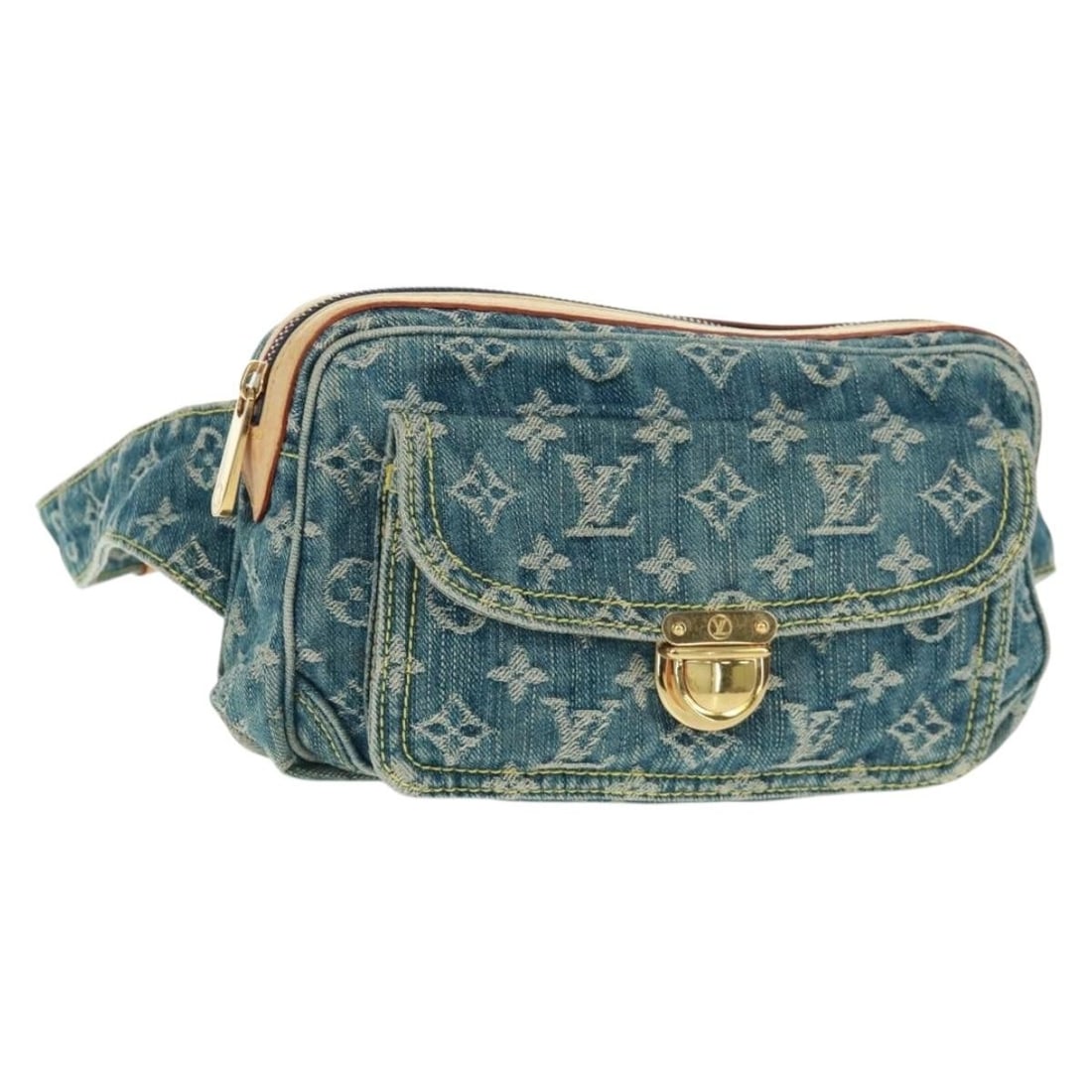 Louis Vuitton M95347 blue Monogram Denim canvas body bag: Louis Vuitton M95347 blue Monogram Denim canvas body bag Louis Vuitton monogram denim body bag in blue with a compact silhouette and adjustable shoulder strap. Made in France, this women's bag shows r