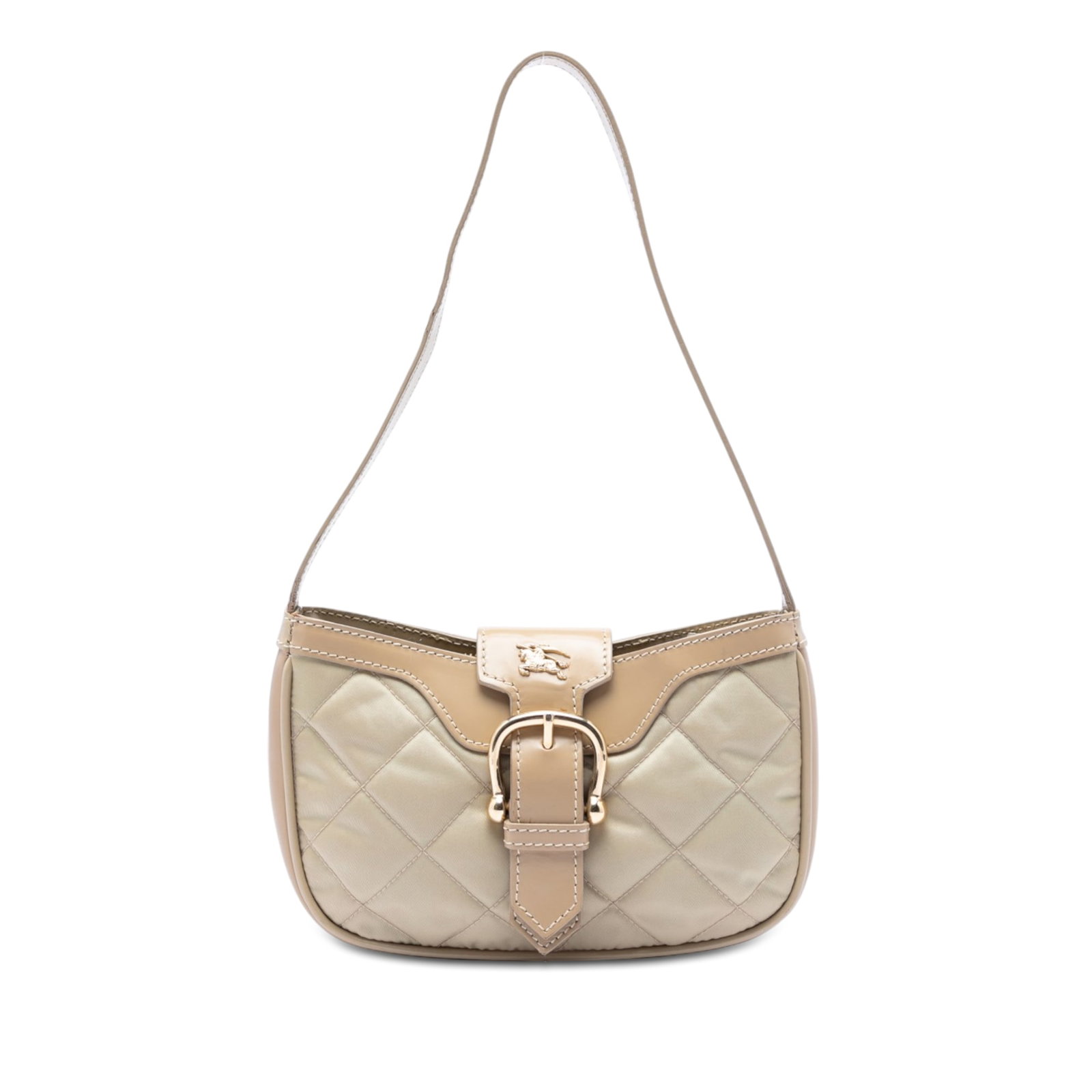 Burberry Sophie Shoulder Bag Quilted Nylon Leather Brown: Burberry Sophie Shoulder Bag Quilted Nylon Leather Brown Burberry Sophie shoulder bag crafted with a quilted nylon and leather body and a flat leather strap. The design features a top strap with magne