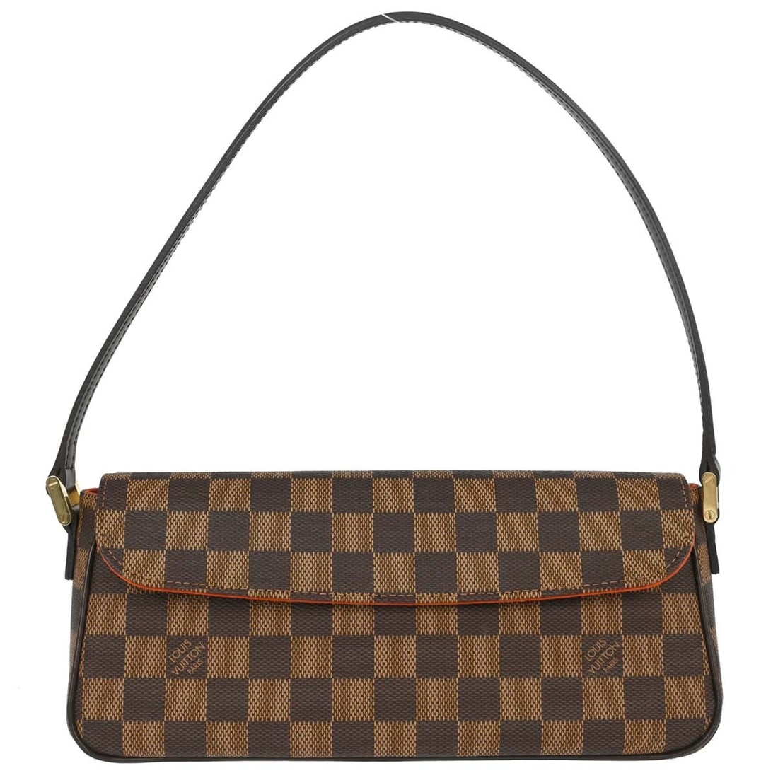 Louis Vuitton Recoleta Damier Ebene Top Handle Bag N51299: Louis Vuitton Recoleta Damier Ebene Top Handle Bag N51299 Vintage Louis Vuitton Recoleta handbag in Damier Ebene canvas with leather trim and a top handle. This medium handbag features a magnetic clos