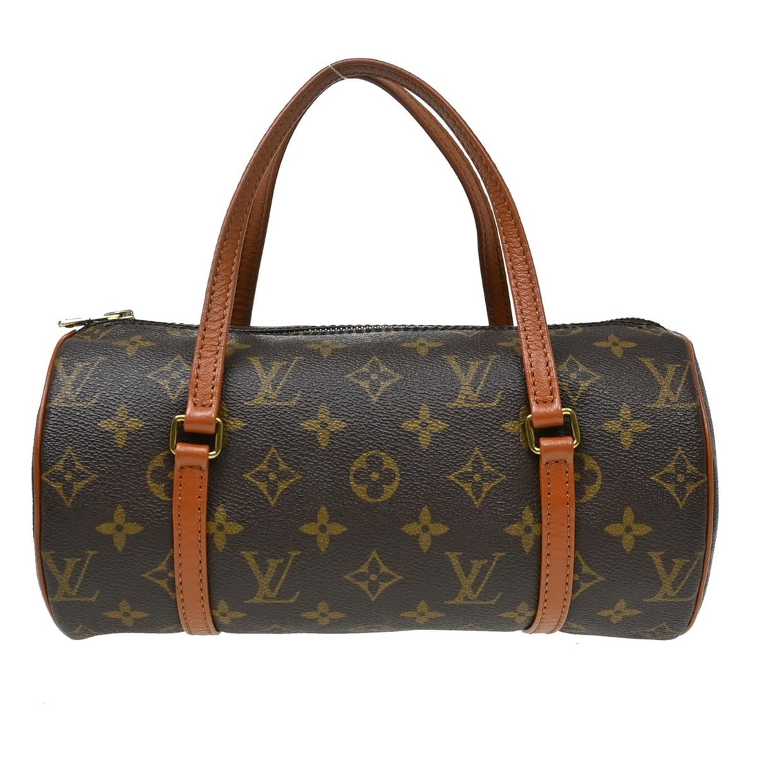 Louis Vuitton Papillon 26 Monogram Top Handle Bag M51366: Louis Vuitton Papillon 26 Monogram Top Handle Bag M51366 Vintage Louis Vuitton Papillon 26 handbag in brown Monogram canvas with leather trim and double handles. This top handle bag features a zip clo