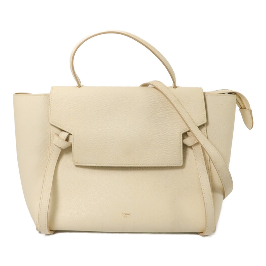 CELINE Micro Belt Bag white calfskin 2way shoulder handbag: CELINE Micro Belt Bag white calfskin 2way shoulder handbag Celine Micro Belt Bag in white calfskin leather with silver-tone hardware. This women's 2-way shoulder bag includes a top handle and detachab