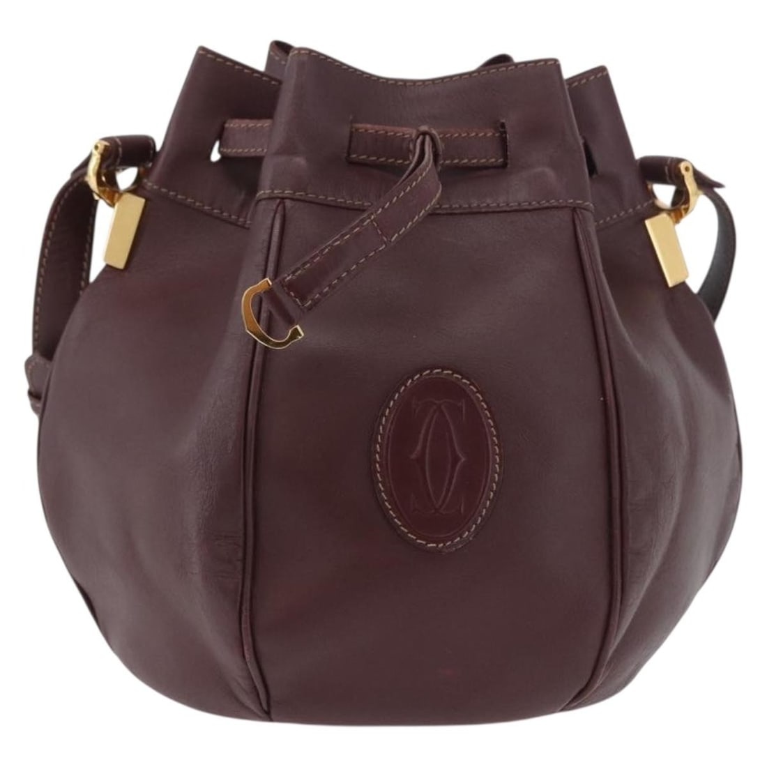 Burgundy Leather Handbag Cartier Must de cartier (1 of 18)