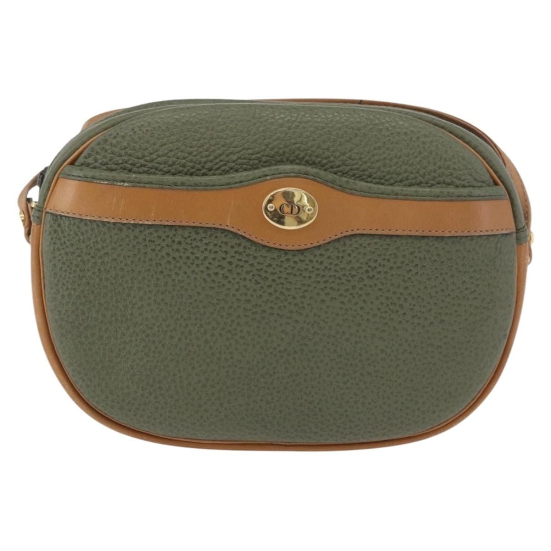 Christian Dior CD Leather Shoulder Bag Green: Christian Dior CD Leather Shoulder Bag Green Christian Dior CD shoulder bag in green leather with a vintage look and honest wear consistent with fair condition. The exterior shows loss of shape, light