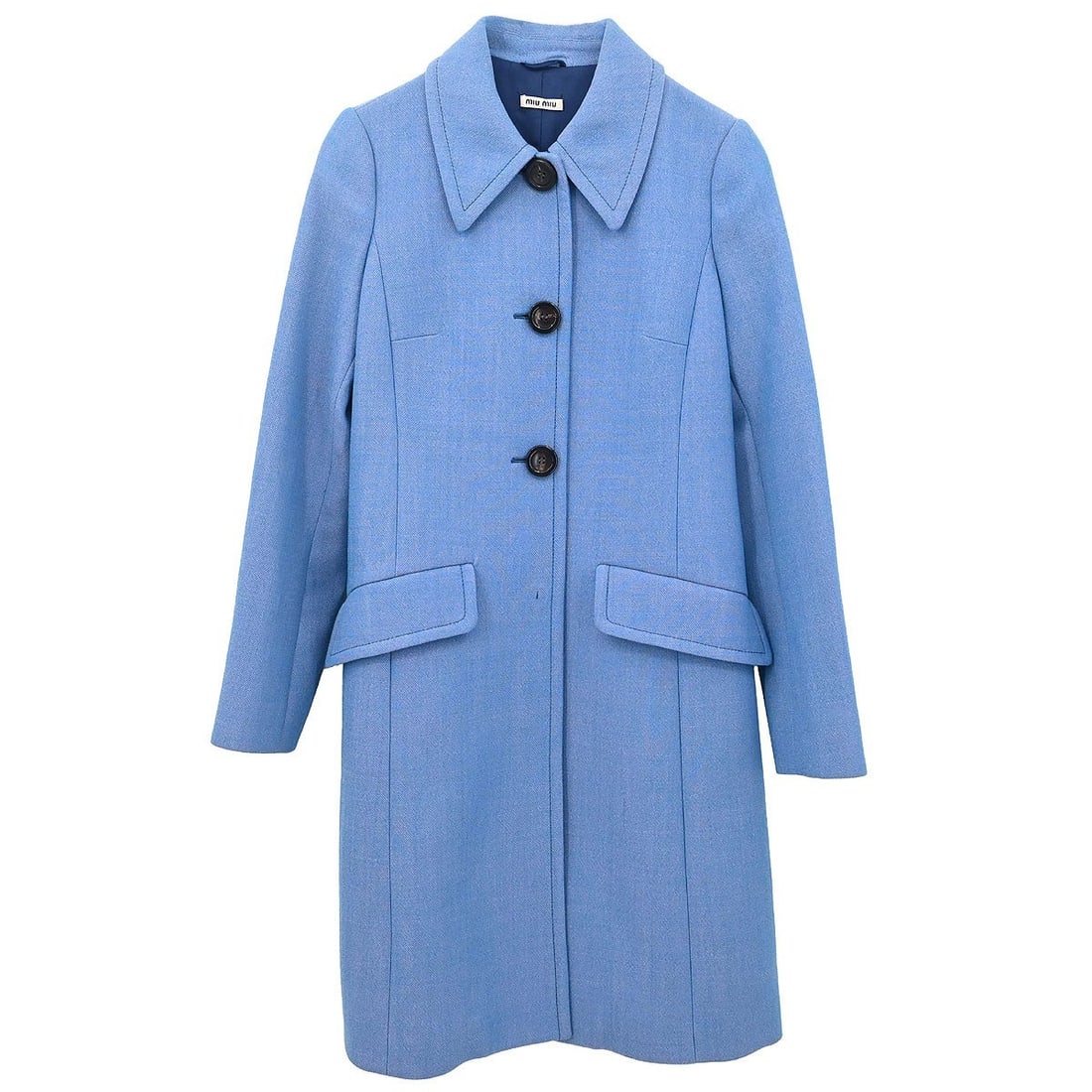 Miu Miu AMM1 2014 642 blue wool women's overcoat IT 38 (1 of 15)