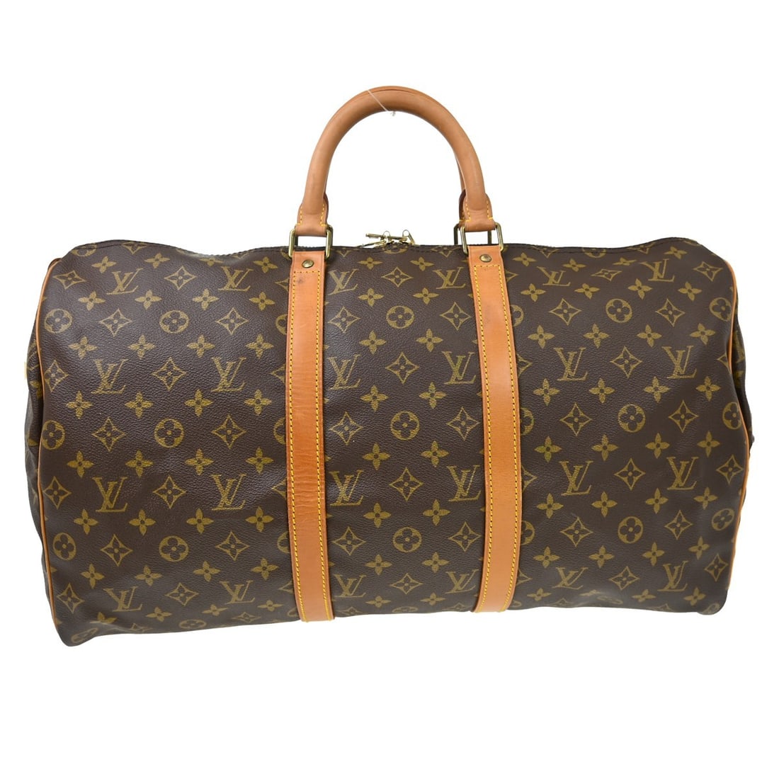 Louis Vuitton Keepall Unisex Brown Canvas Travel Bag: Louis Vuitton Keepall Unisex Brown Canvas Travel Bag Louis Vuitton Keepall in brown monogram canvas. This unisex bag is made in France and remains in good condition with visible wear. Noted condition 