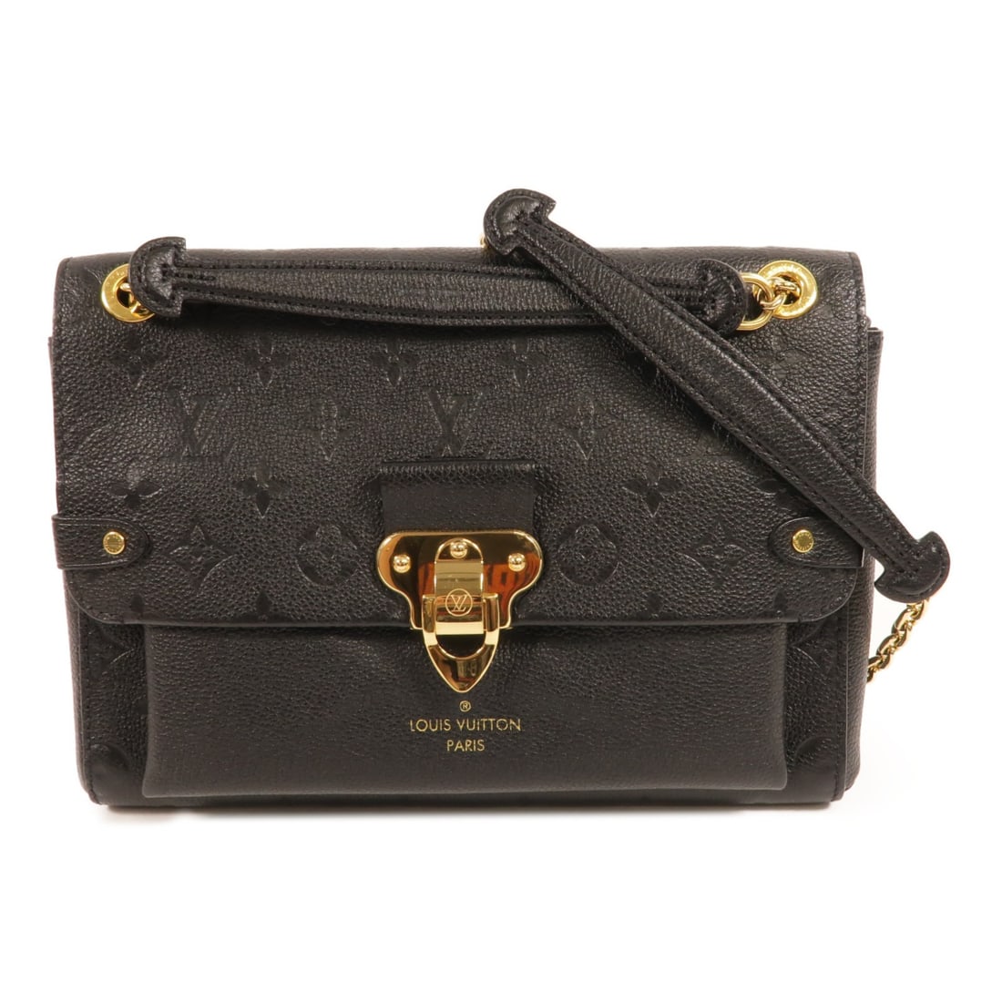 Louis Vuitton Vavin PM M44151 Black Monogram Empreinte Shoulder Bag: Louis Vuitton Vavin PM M44151 Black Monogram Empreinte Shoulder Bag Louis Vuitton Vavin PM shoulder bag in black Monogram Empreinte calfskin. This women's bag features a structured shoulder bag design