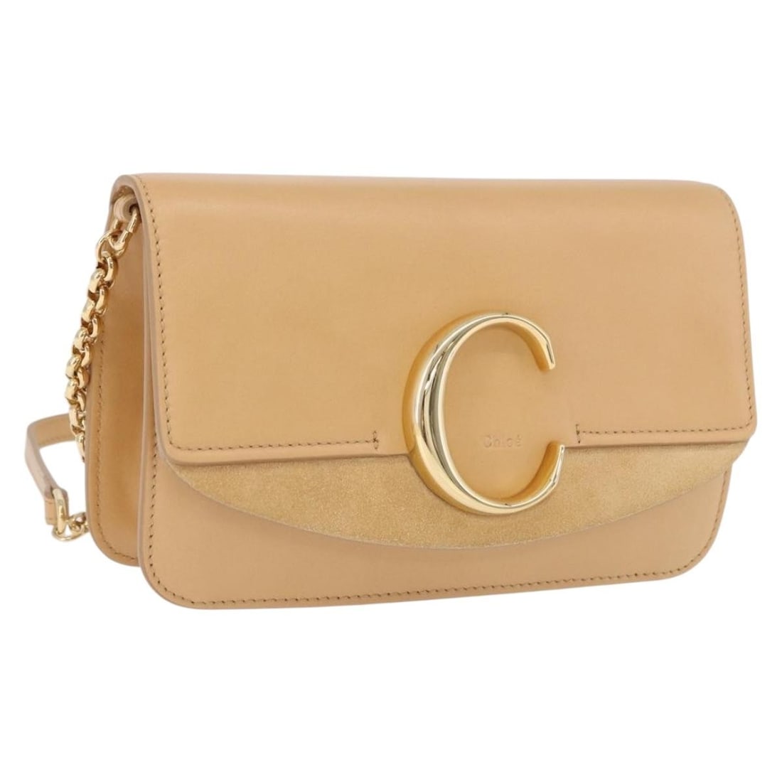 Chloe C Chain Beige Leather Shoulder Bag Gold Tone: Chloe C Chain Beige Leather Shoulder Bag Gold Tone Authentic Chloe C Chain shoulder bag crafted in beige leather with gold-tone accents. This women's shoulder bag includes a dust bag and is made in It