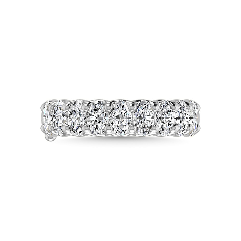 14K White Gold Lab Grown Diamond 1 3/4 Ct.Tw. Oval Shape Halfway Wedding Band: 14K White Gold Lab Grown Diamond 1 3/4 Ct.Tw. Oval Shape Halfway Wedding Band Experience timeless elegance with this 14K White Gold Halfway Wedding Band, featuring 1 3/4 Ct.Tw. of stunning oval-shaped