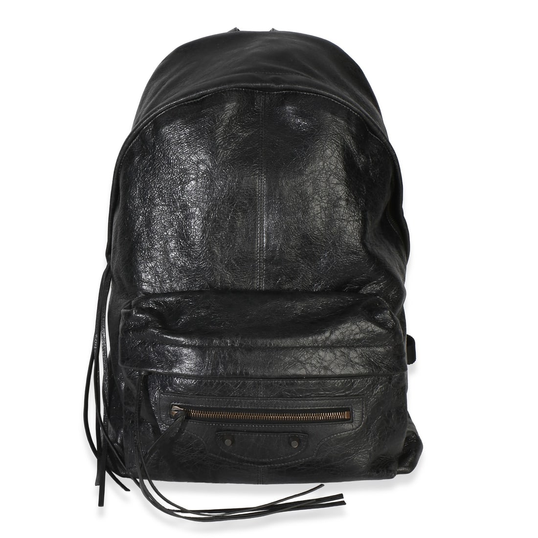 Balenciaga Le City Backpack Black Leather with Dustbag Tag: Balenciaga Le City Backpack Black Leather with Dustbag Tag Pre-owned Balenciaga Le City Backpack in black lambskin leather with a zip-top closure and black fabric lining. This unisex backpack includes