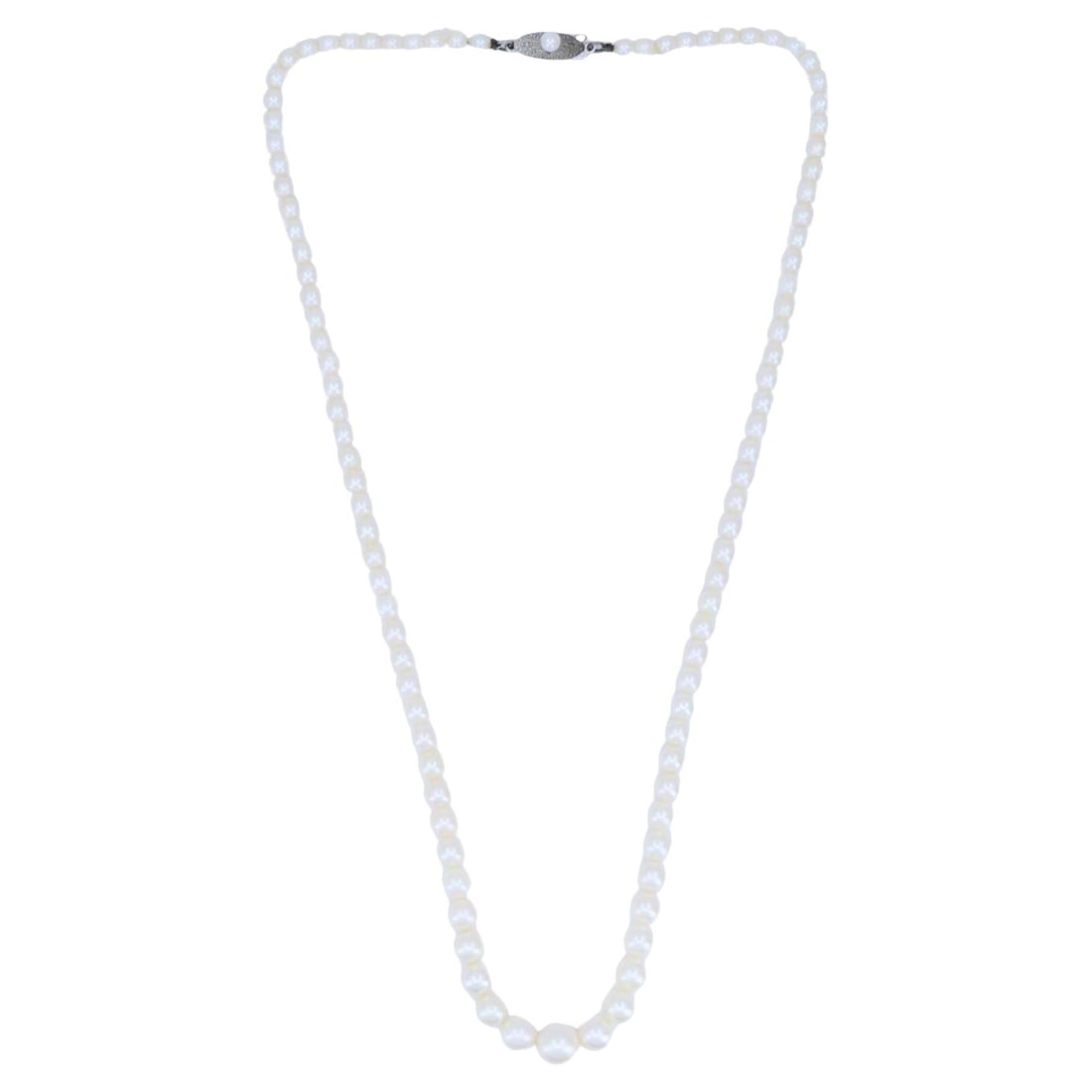 Mikimoto Akoya cultured pearl strand necklace sterling silver clasp 19 in (1 of 12)