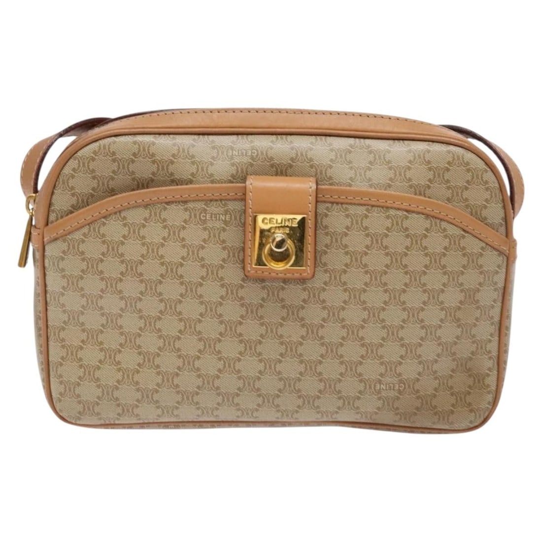 Celine Vintage Macadam Shoulder Bag Beige Canvas Leather: Celine Vintage Macadam Shoulder Bag Beige Canvas Leather This Celine Vintage Macadam shoulder bag features a beige canvas exterior with leather trim. Designed for women, it is crafted in Italy and sho
