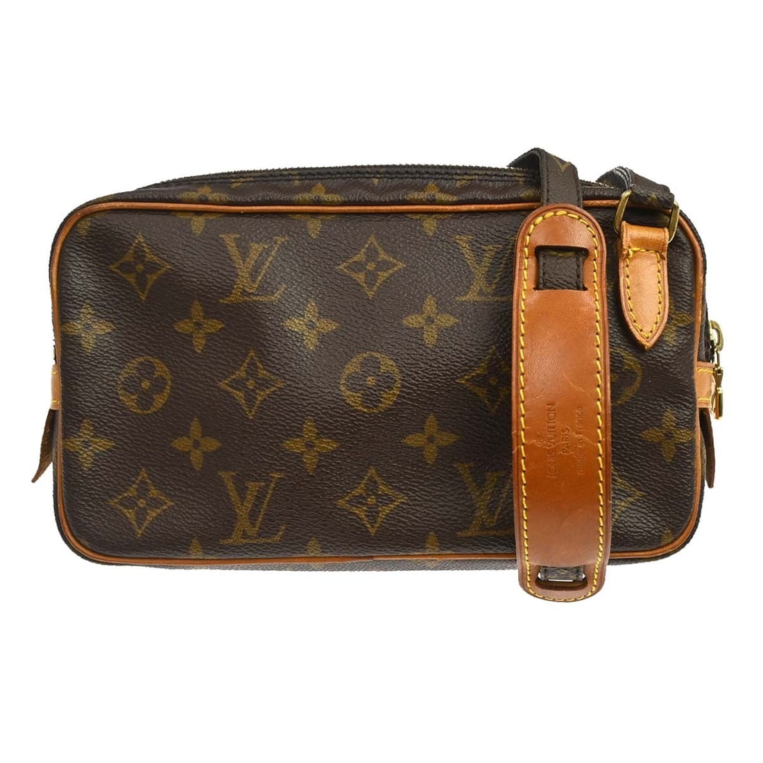 Louis Vuitton Marly Bandouliere Monogram Mini Crossbody M51828: Louis Vuitton Marly Bandouliere Monogram Mini Crossbody M51828 Vintage Louis Vuitton Marly Bandouliere crossbody bag in brown Monogram canvas with leather trim. This mini zip-top bag features a brown 
